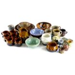 A quantity of Studio Pottery and similar items, to include a bowl decorated with leaves, a