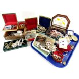 A quantity of costume jewellery, jewellery boxes, a small amount of nickel silver, mainly nickel