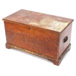 A Victorian scumbled pine blanket box, with two ebonised metal side handles, on bracket feet, 90cm