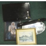 Miscellaneous items, to include an LCD television with DVD (AF), various prints and mirrors.