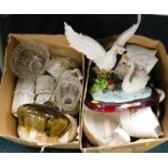 A quantity of ceramics, to include St Michael Claremont pattern swans, modelled glass, etc., swan
