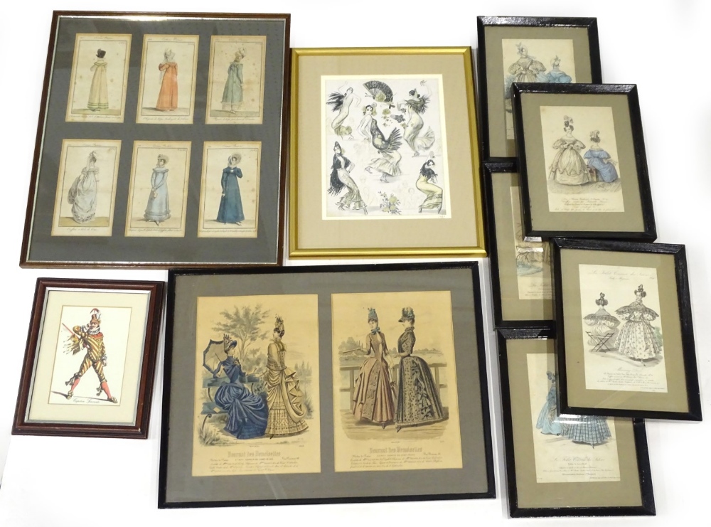 A collection of late 19th and early 20thC French fashion prints, various sizes, to include