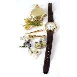 A quantity of costume jewellery, to include base metal and plated cufflinks, gold plated pocket