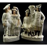 Three 19thC Staffordshire flat back figures, to include Robin Hood and a further two figures of a