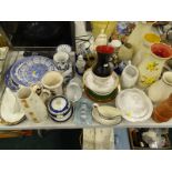 Decorative china and effects, to include blue and white willow pattern meat plate, gravy boat and