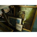 Miscellaneous items, to include an oil painting of a blacksmith's signed by T Cruz., Heaton Cooper