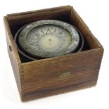 An I C and W Lord Limited brass compass, in original box (AF), 22.5cm wide.