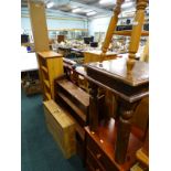 A collection of furniture, to include hardwood occasional table, a stained pine three drawer