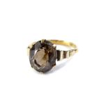 A Smoky quartz dress ring, set in 9ct gold, 2.9g all in.