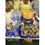 Glassware, to include glass candlesticks, drinking glasses, Dartington crystal salad bowl, boxed,