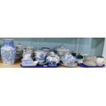 A quantity of blue and white printed pottery, to include some 19thC pieces, early 20thC modern