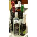 A quantity of alcohol, to include a bottle Tesco's Finest London Dry Gin, red wine, Sherry,