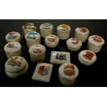 Goss crested china, ointment pots and covers, including Arms of St Leonards, Burnham., The City of
