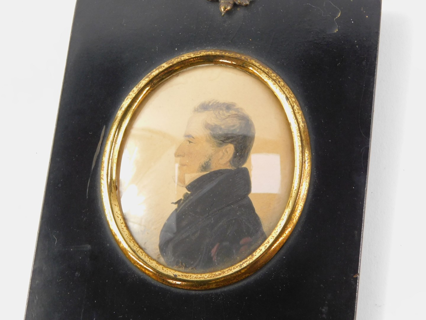 A P Burt (British, Early 19thC). Half length miniature portrait of a gentleman facing left, - Image 2 of 3