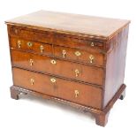 A William & Mary and later walnut bachelor's chest, of two short over two long drawers, with