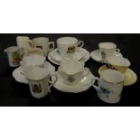 Shelley Foley and other crested china tea wares, mugs, and jugs, including Arms of The Borough of