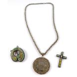 An Egyptian 50 Piastres silver coin 1956, white metal pendant mounted, with matching neck chain,