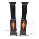 A pair of Clark's of Warrington Apex gas radiators c1925, converted to electric floor lights, 91cm
