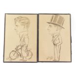 Pat Rooney (Early 20thC). Profile caricature portraits of young gentlemen, one in top hat and tails,