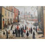 After Laurence Stephen Lowry (British, 1887-1976). A Procession, verso bears label 'Exclusively