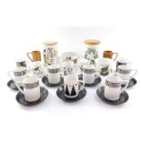 Portmeirion pottery, including six coffee cans and saucers decorated in the Greek Key pattern,