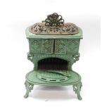 A Victorian cast iron and green enamel 'Carron' stove, possibly by Smith & Wellstood., double ring