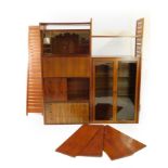 A group of Staples Ladderax 1960's modular rosewood furniture, comprising a bureau, 39.5cm high x