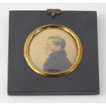 A P Burt (British, Early 19thC). Half length miniature portrait of a gentleman facing left,