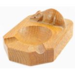 A Mouseman light oak ashtray by Robert Thompson of Kilburn, 7.5cm wide, 10cm deep.