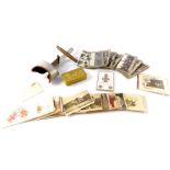 A WWI brass Princess Mary's Christmas tin 1914, stereoscopic viewer with cards depicting the