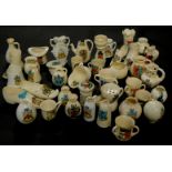 Arcadian Grafton and other crested china, including shoes, a top hat, vases, tygs, a golf ball,
