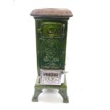 A Nestor-Martin Derby late 19thC cast iron and enamel stove, of rectangular column form, moulded