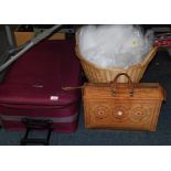 Two Constellation suit cases, linen basket and bag. (4)
