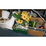 Ceramics and glass, tablewares, ornaments, a jardiniere on stand, etc. (5 boxes plus)
