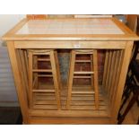 A beech kitchen island unit with tiled top, 87cm high, 90cm wide, 57cm deep., and two beech