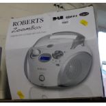 A Roberts Zoom Box, DAB/FM RDS CD player with LCD Zoom, boxed.