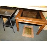 An early 20thC ebonised side table, with ring turned legs, 66cm high, 43cm wide, 43cm deep, a