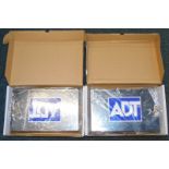 Two ADT stainless steel Rapier double alarm boxes, model Rapier-COV-DUM-SS, boxed.