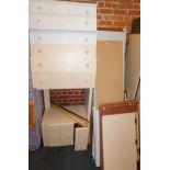 A birch effect wardrobe, dressing unit and dressing table, together with a similar melamine wardrobe