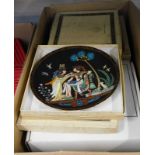 Osiris porcelain Egyptian decorated collector's plates, with certificates, boxed. (1 box)