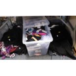 Assorted gents and lady's clothing, socks, etc. (1 box plus)