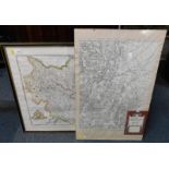 A British Museum replica of Saxton's map of Yorkshire 1577, together with an Ordnance Survey reprint