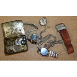 Gentleman's dress wristwatches, including Ben Sherman and Doice & Gabbana, silver pocket watch