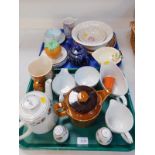 Pottery and porcelain, including a Hornsea Bronte pattern teapot and milk jug, Myott Springwood