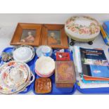 Ceramics including a Winstanley kitten, Masons ironstone plates and tea wares, two tins, pair of