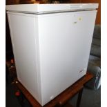 A Logik chest freezer, model no L150CFW13, 85cm high, 73cm wide, 52cm deep.