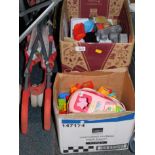 Ytech and other young children's toys, building blocks, etc. together with a pushchair. (2 boxes