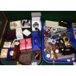 Costume jewellery, including necklaces, cuff links, gentleman's wristwatches, rings, Parker pens,