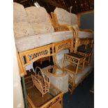 Bamboo conservatory furniture, including a four piece suite, glass top tables, etc. (9)