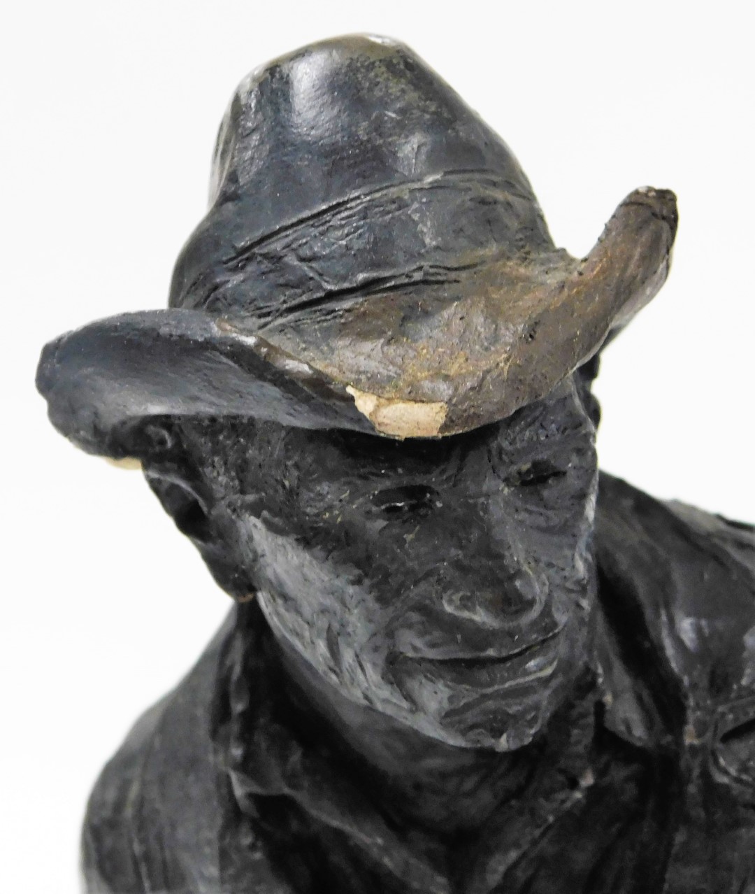 After Michael C Garman. Taking The Rough Off, bronze finished resin figure of a cowboy, signed and - Image 8 of 8